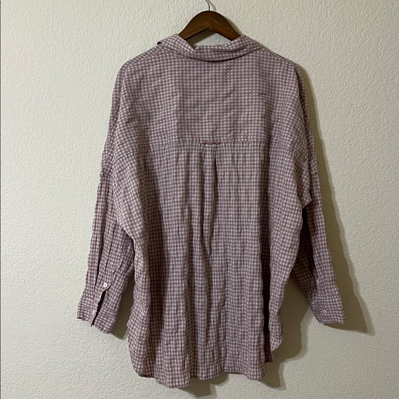Intimately Free People Checked Out Sleep Shirt Pink Check Oversized Women’s M - Picture 6 of 6